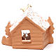 Nativity decorated terracotta with hut and snow h. 20x14x18cm s4