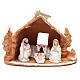 Nativity decorated terracotta with hut and snow h. 20x14x18cm s1