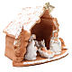 Nativity decorated terracotta with hut and snow h. 20x14x18cm s3