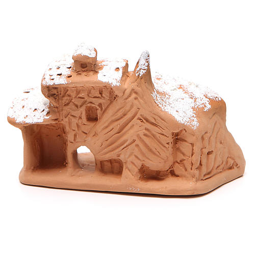 Święta Rodzina terakota  z chatą i śniegiem 10x12x9 cm 4