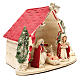 Heilige Familie mit Hütte Terrakotta Deruta 20x14x18cm weiss und rot s3
