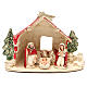 Hut with Nativity red decoration 20x14x18cm s1