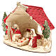 Hut with Nativity red decoration 20x14x18cm s2