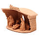 Hut and Nativity in natural terracotta 20x10x16cm s2