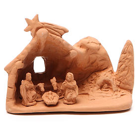 Nativity with scenery terracotta 10x12x8cm