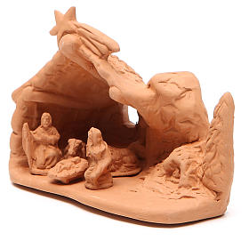 Nativity with scenery terracotta 10x12x8cm
