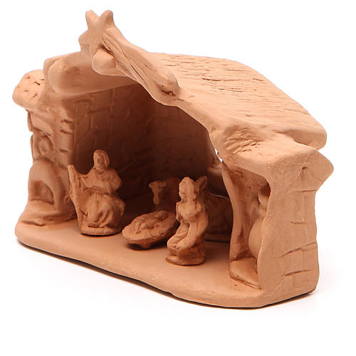 Shed and Nativity natural Terracotta 11x14x7cm 2