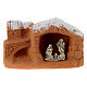 Miniature Nativity terracotta with snow 5x7x4cm s1