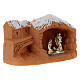 Miniature Nativity terracotta with snow 5x7x4cm s2