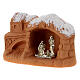 Miniature Nativity terracotta with snow 5x7x4cm s3