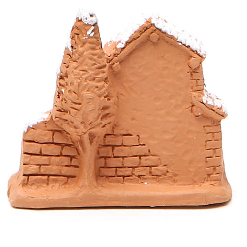 Shed and miniature Nativity terracotta and snow 6x7x3cm 4