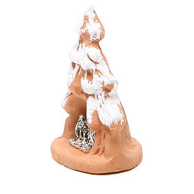 Christmas Tree and Nativity in terracotta with snow 7x5x4cm