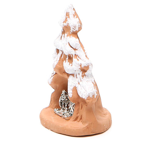 Christmas Tree and Nativity in terracotta with snow 7x5x4cm 2