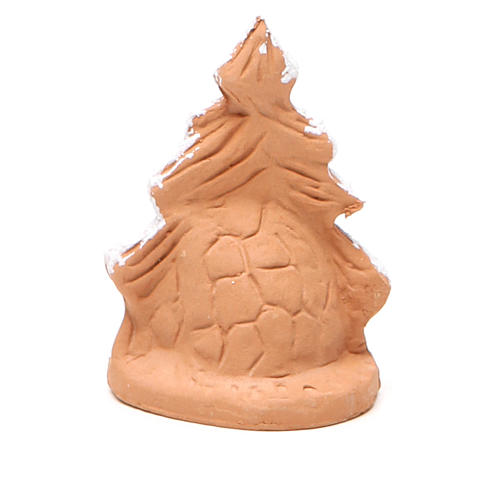 Christmas Tree and Nativity in terracotta with snow 7x5x4cm 4