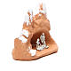 Natività miniatura terracotta con neve 7x7x4,5 cm s3