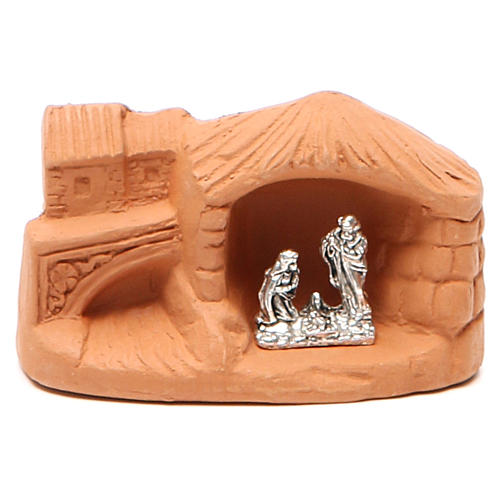 Miniature Nativity natural terracotta 5x4x7cm 1