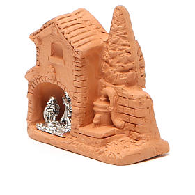 Capanna e natività miniatura terracotta naturale 6x7x3 cm