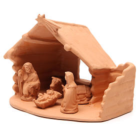 Heilige Familie mit Hütte Terrakotta Deruta 20x22x16cm
