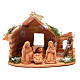 Heilige Familie mit Hütte Terrakotta Deruta mit Moos 20x23x16cm s1