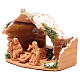 Heilige Familie mit Hütte Terrakotta Deruta mit Moos 20x23x16cm s2