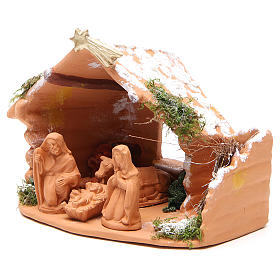 Natività terracotta muschio e neve h.20x23x16cm