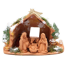 Natività terracotta alberi muschio e neve h. 20x23x16 cm