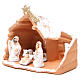 Nativity in painted terracotta and snow 15x16x9cm s2