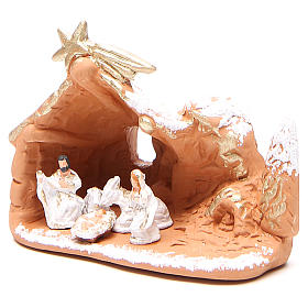 Natività terracotta con ambientazione h. 10x12x6 cm