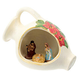 Nativity with shed terracotta red 15x20x11cm