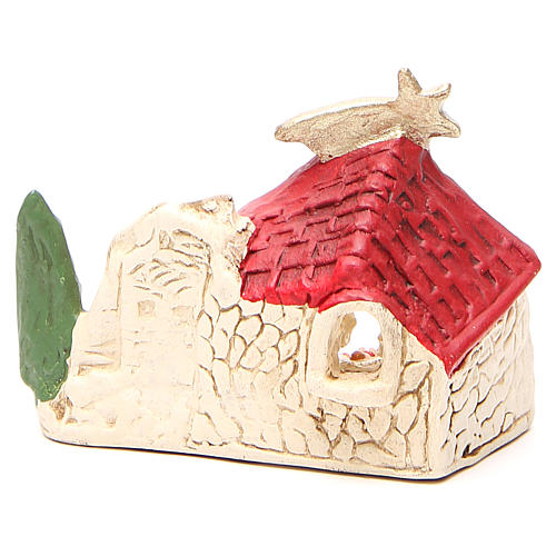Nativity and hut terracotta red decoration 10x12x6cm 4