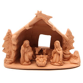 Heilige Familie mit Hütte Terrakotta Deruta 20x24x14cm