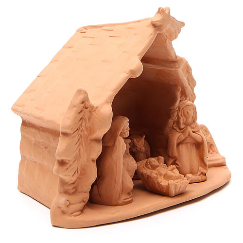 Heilige Familie mit Hütte Terrakotta Deruta 20x24x14cm 3