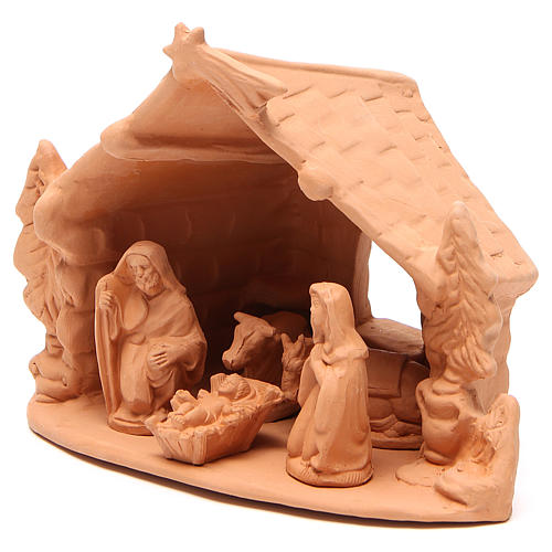 Shed and Nativity natural terracotta 20x24x14cm 2