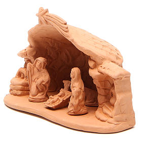Heilige Familie mit Hütte Terrakotta Deruta 15x20x11cm