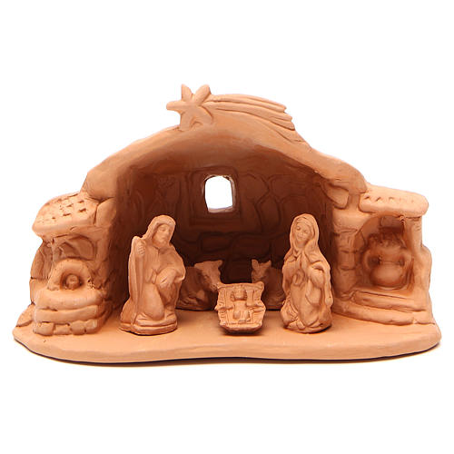 Heilige Familie mit Hütte Terrakotta Deruta 15x20x11cm 1