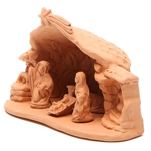 Heilige Familie mit Hütte Terrakotta Deruta 15x20x11cm 2
