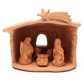Shed with Nativity in terracotta 15x13x11cm