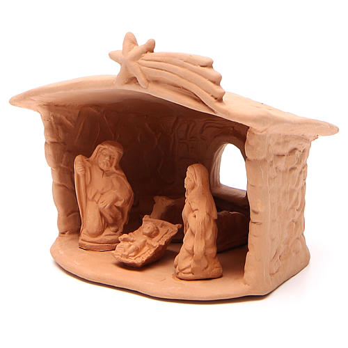 Shed with Nativity in terracotta 15x13x11cm 2
