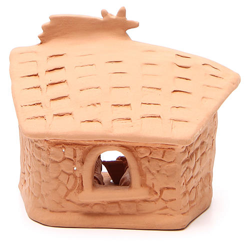 Shed with Nativity in terracotta 15x13x11cm 4
