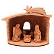Shed with Nativity in terracotta 15x13x11cm s1