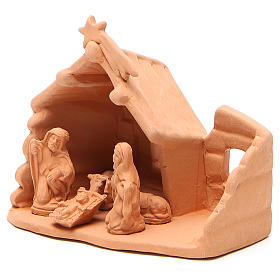 Nativity with Shack in natural terracotta 15x16x9cm