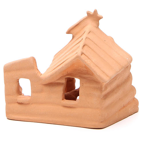 Nativity with Shack in natural terracotta 15x16x9cm 4