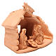 Nativity with Shack in natural terracotta 15x16x9cm s3