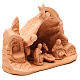 Nativity with grotto in terracotta 10x14x6cm s3