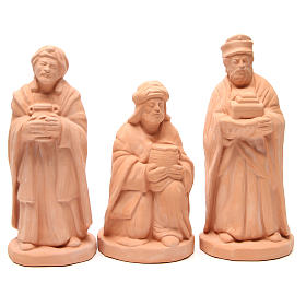 Rois Mages terre cuite naturelle crèche de 30 cm
