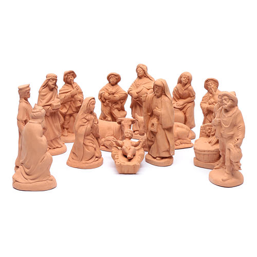 Nativity set in natural clay 15 figurines 20cm 1