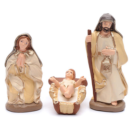 Nativity set in painted clay 15 figurines 20cm, elegant style 2