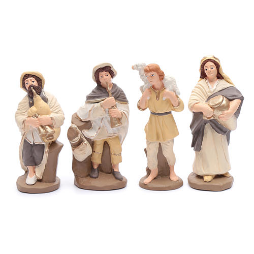 Nativity set in painted clay 15 figurines 20cm, elegant style 5