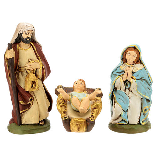 Crèche terre cuite peinte 15 santons 20 cm 2