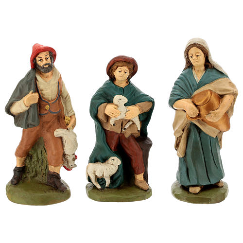 Crèche terre cuite peinte 15 santons 20 cm 4